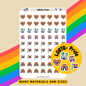 Adesivi LGBTQ+ Pride Planner, Adesivi Progress Pride Flag, Adesivi Gay Lesbian Pride, Adesivi Rainbow Heart Scrapbook, Adesivi Equality
