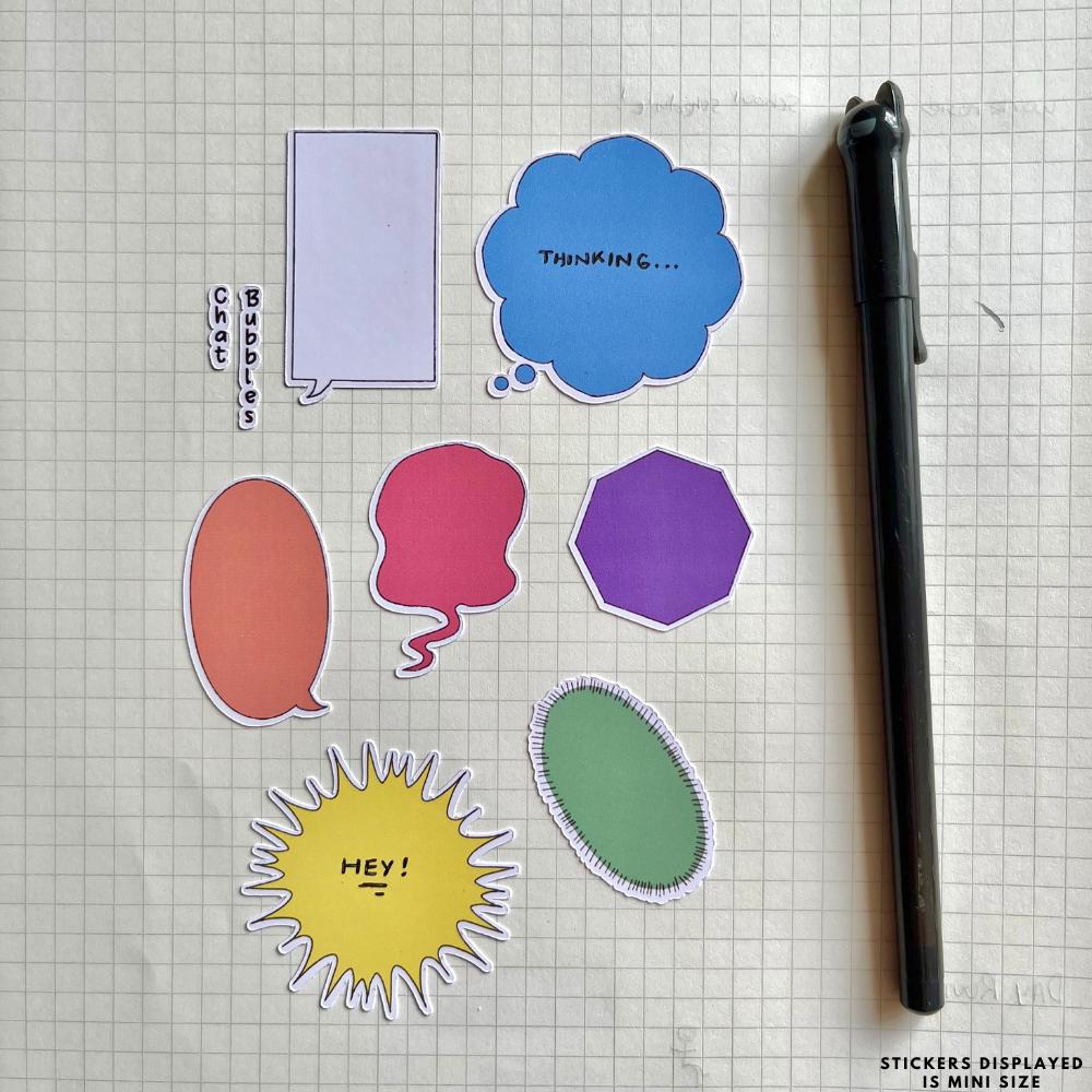 Speech Bubbles Labels Planner Stickers, Chat Comic Manga Conversation ...