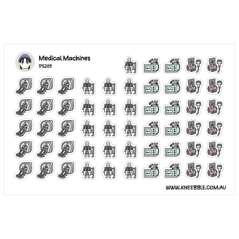 Skeleton Sticker Medical Medical Machine Stickers - ECG, MRI, Ultrasound, X-ray - Hospital and ...