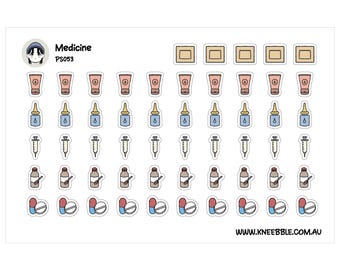 Medication Reminder Stickers - Hand Drawn Medicine Planner Decals