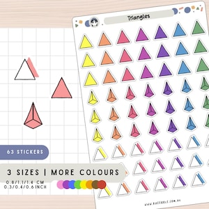 Dreieck Form Planer Aufkleber, Geometrisch Funktionale Pastell Regenbogen Etiketten, Dekorative Zeiger Dot Point Bullet Tracker Scrapbook Journal