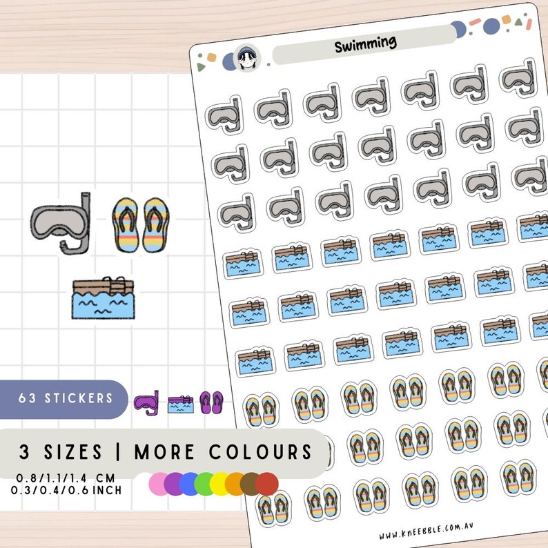 Swimming Stickers, Sport Sticker Sheet, Activity Stickers, Pool Sticker ...