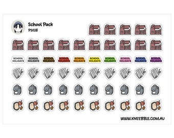 Pegatinas para planificador escolar: Etiquetas para deberes, exámenes, almuerzo y tareas.