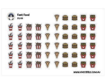 Fast Food Meal Stickers - Burger, Pizza, Fries, Chicken Bucket