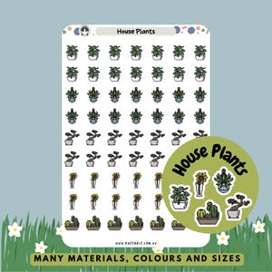 Stickers botaniques pour plantes d'intérieur verdure, adhésif pour amateurs de plantes d'intérieur, vigne en pot, cactus, bonsaï, tournesol, vase