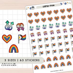 Stickers planificateur fierté LGBTQ+, autocollant drapeau fierté progrès, autocollants fierté gay lesbienne, autocollants de scrapbooking coeur arc-en-ciel, autocollants égalité