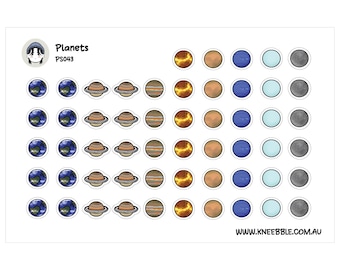 Solar System Planet Stickers: Cosmic Galaxy Sheet for Planners