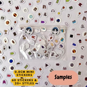 Sample miniplannerstickers, pictogramstickers, kleine stickers, samplerstickers, plakboek dagboek leuke stickers, functionele decoratieve stickers