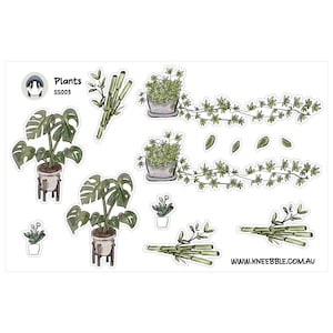 Lámina de pegatinas para plantas de interior - Vegetación floral, plantas de jardín en maceta