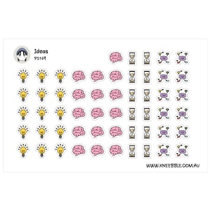 Idea Brainstorm Planner Stickers Lightbulb Hourglass Mind Map Labels