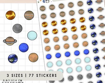 Planeetstickers, kosmisch stickervel van het zonnestelsel, celestial Galaxy plannerstickers, dagboek- en plakboekstickers