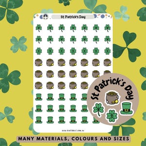 St Patrick's Day Planer Aufkleber, Irische Feiertage Festliche Aufkleber, Grüne Kobold Hut Aufkleber, Topf Voll Gold Vierblättriges Kleeblatt Glück Aufkleber