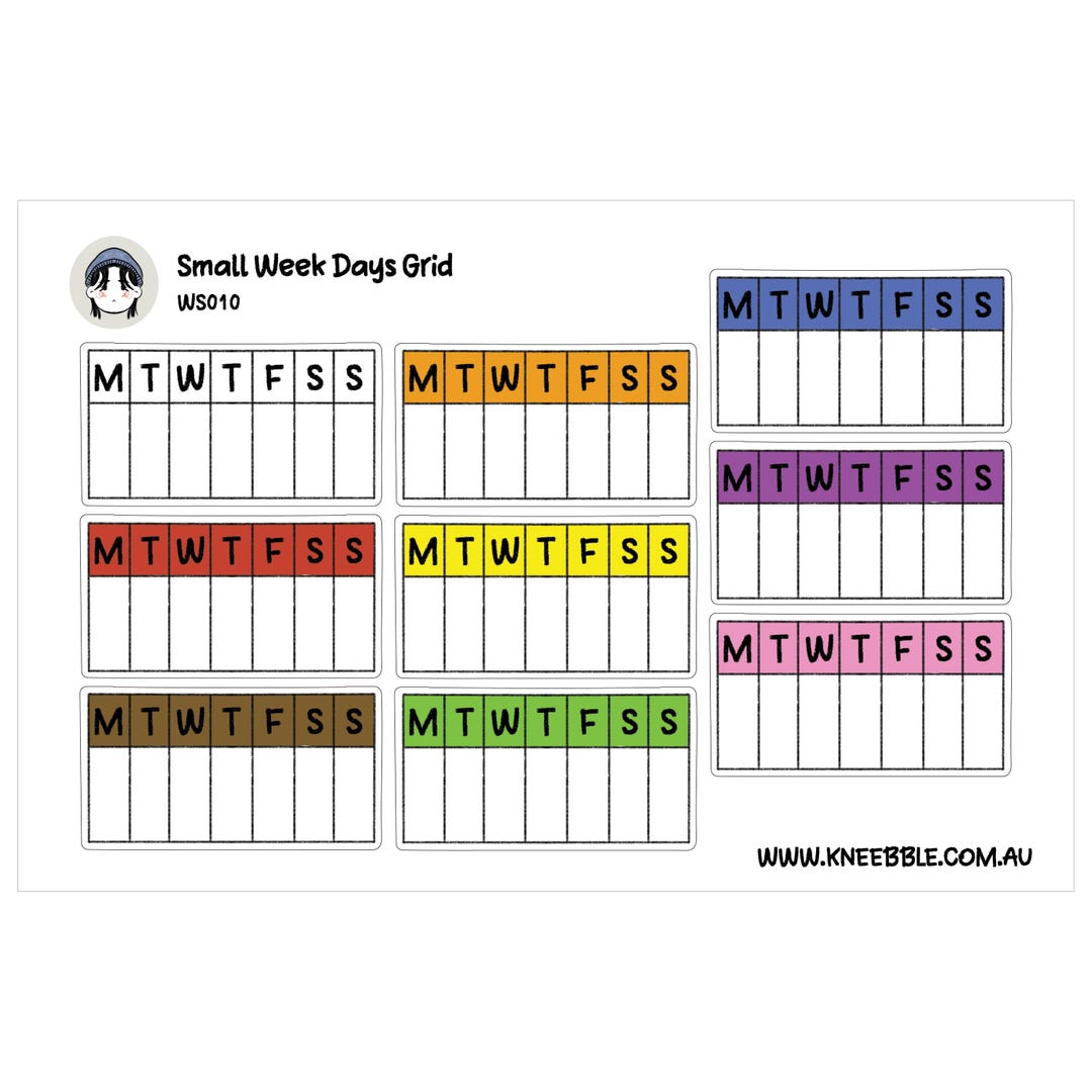 Goal Tracker Stickers, Grid Box Planner Labels, Days and Weeks - Etsy
