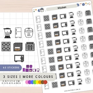 Kitchen Appliances Planner Stickers, Household Cooking Chores Stickers, Culinary Food Meal Prep Sticker, Fridge Microwave Oven Stove Blender