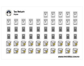 Tax Return Planner Stickers - Receipt, Calculator and Reporting Icons - Finance Budget Stickers