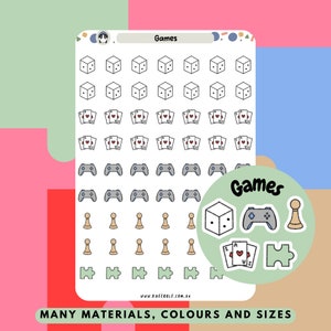 Adesivi per pianificatori di gioco, adesivi divertenti per attività con i dadi, adesivi per console di gioco, adesivi per scacchi da tavolo, adesivi per puzzle, adesivi per carte