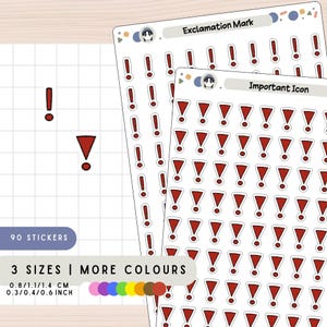 Autocollants pour agenda avec icônes prioritaires importantes, étiquettes urgentes de rappel de point d'exclamation, liste de tâches de productivité, journal de scrapbooking