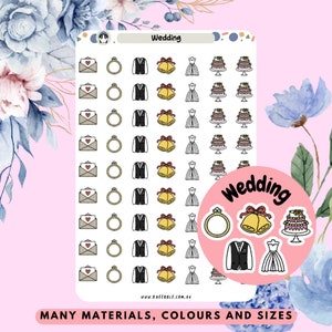 Pegatinas para planificador de bodas, pegatinas para novios, pegatinas para vestidos de tarta y trajes, pegatinas para timbres de boda, pegatinas para celebración de tartas con cartas de amor