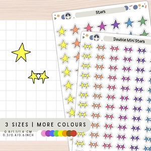 Pegatinas de estrellas diminutas, etiquetas celestiales espaciales de doble estrella, adhesivos de galaxia espacial kawaii de astrología, mini álbum de recortes con iconos decorativos divertidos