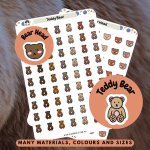 Adesivos de planejador de ursinho de pelúcia, adesivos de ícone de urso de animal fofo, adesivos decorativos de diário de scrapbook, adesivo de desenho de urso de pelúcia