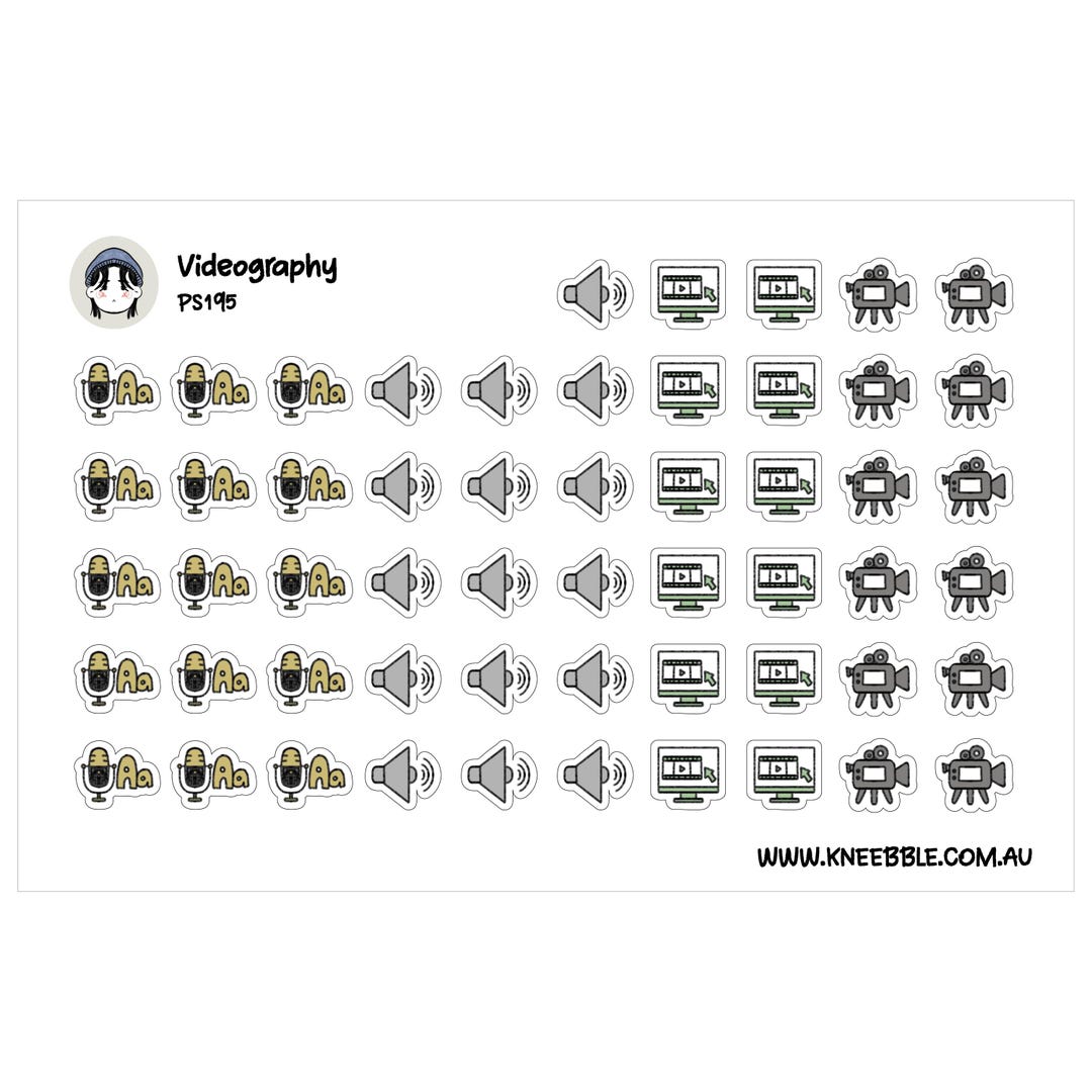 Videography Icon Planner Stickers - Filming, Audio and Editing Stickers ...
