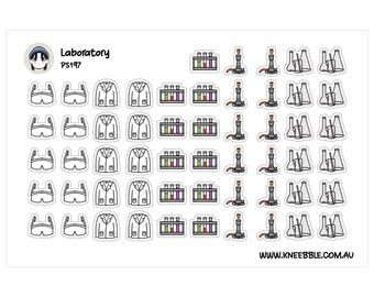 Autocollants de laboratoire Biologie Microscope médical Tube à essai Bec Bunsen Mini