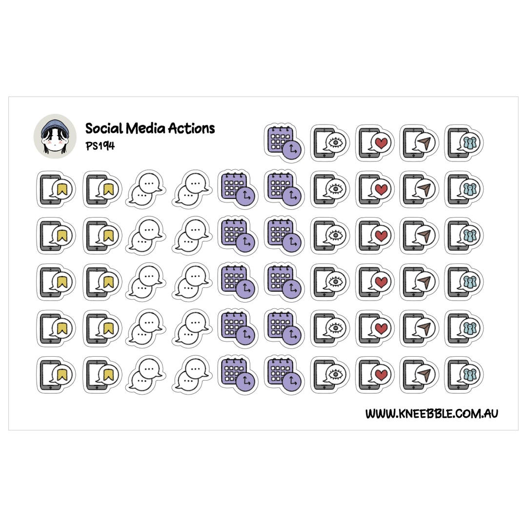 Influential Sticker Influencer Planner Stickers, Social Media Icons, Likes and Shares - Etsy