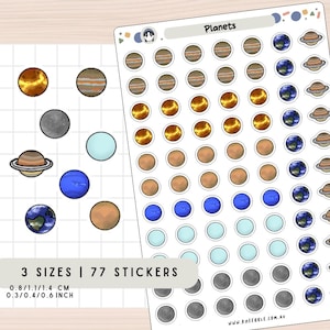 Planeetstickers, kosmisch stickervel van het zonnestelsel, celestial Galaxy plannerstickers, dagboek- en plakboekstickers