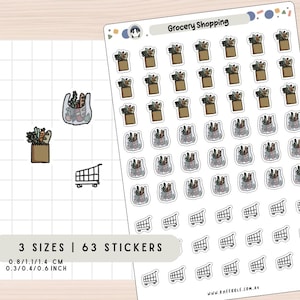 Grocery Shopping Stickers, Organise Meal Planning Tasks, Supermarket Budget Food Prep Cook, Weekly Shopping Groceries Cart Errands Adhesives