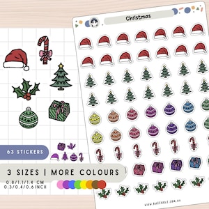 Weihnachten Urlaub Planer Aufkleber, Festtage, Weihnachten Weihnachtsmann Hut Baum Mistel Geschenk Zuckerstange Spielerei Dekoration, Scrapbook Icons