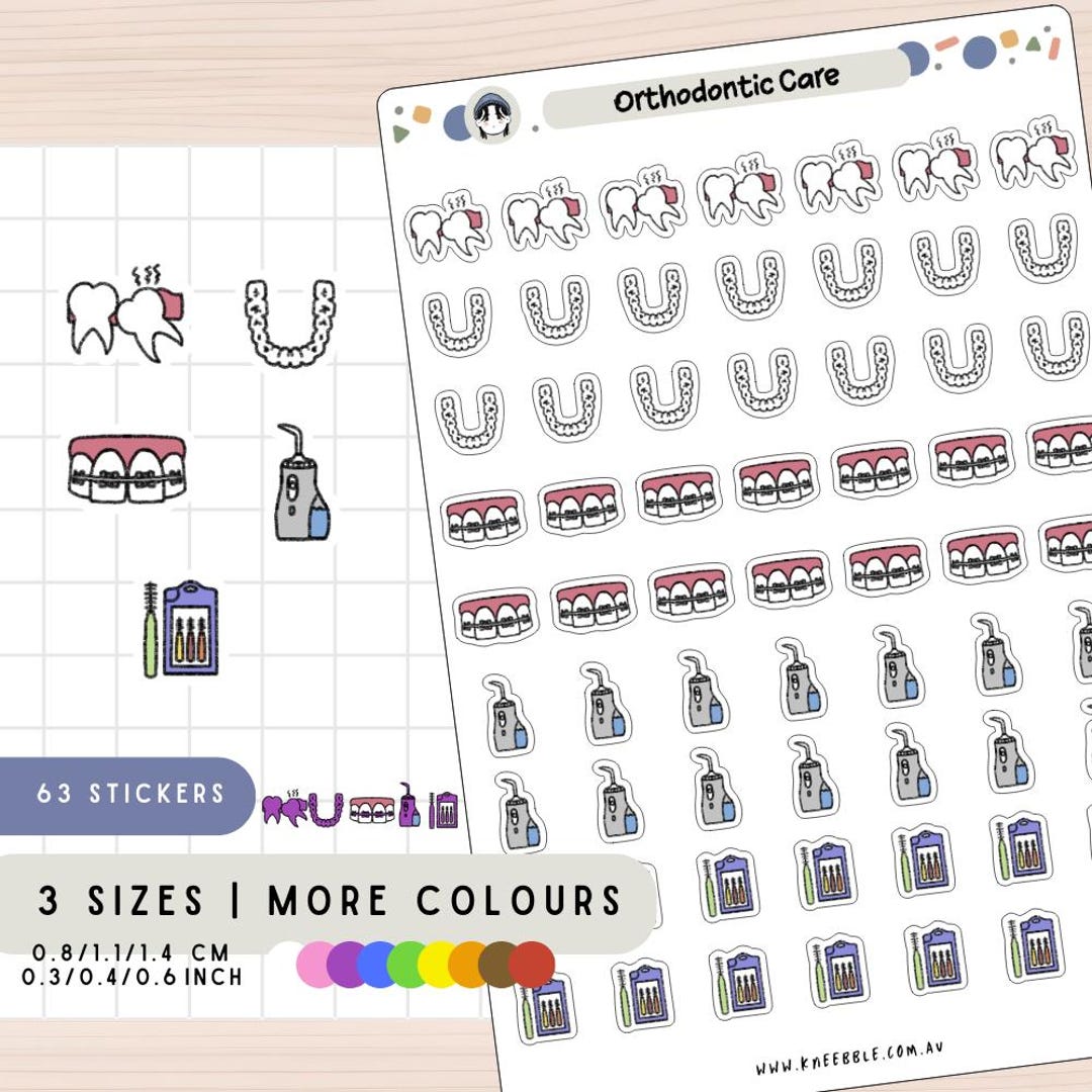 Orthodontic Braces Care Planner Sticker, Dental Appointment Retainers ...