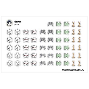 Board Game Planner Stickers - Dice, Cards, Chess, Puzzle Fun