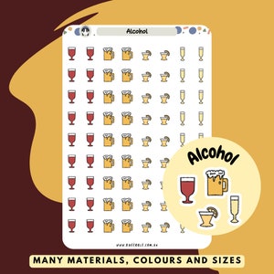 Stickers alcohol planner, wijn champagne tequila bier drank partij drinken stickers, happy hour-feest drankjes feestelijke dagboek stickers