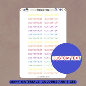 Pegatinas de texto personalizadas para planificadores, hojas de pegatinas con diseño de texto de Word, planifique y organice su diario y sus diarios, etiquetas, encabezados, contenido