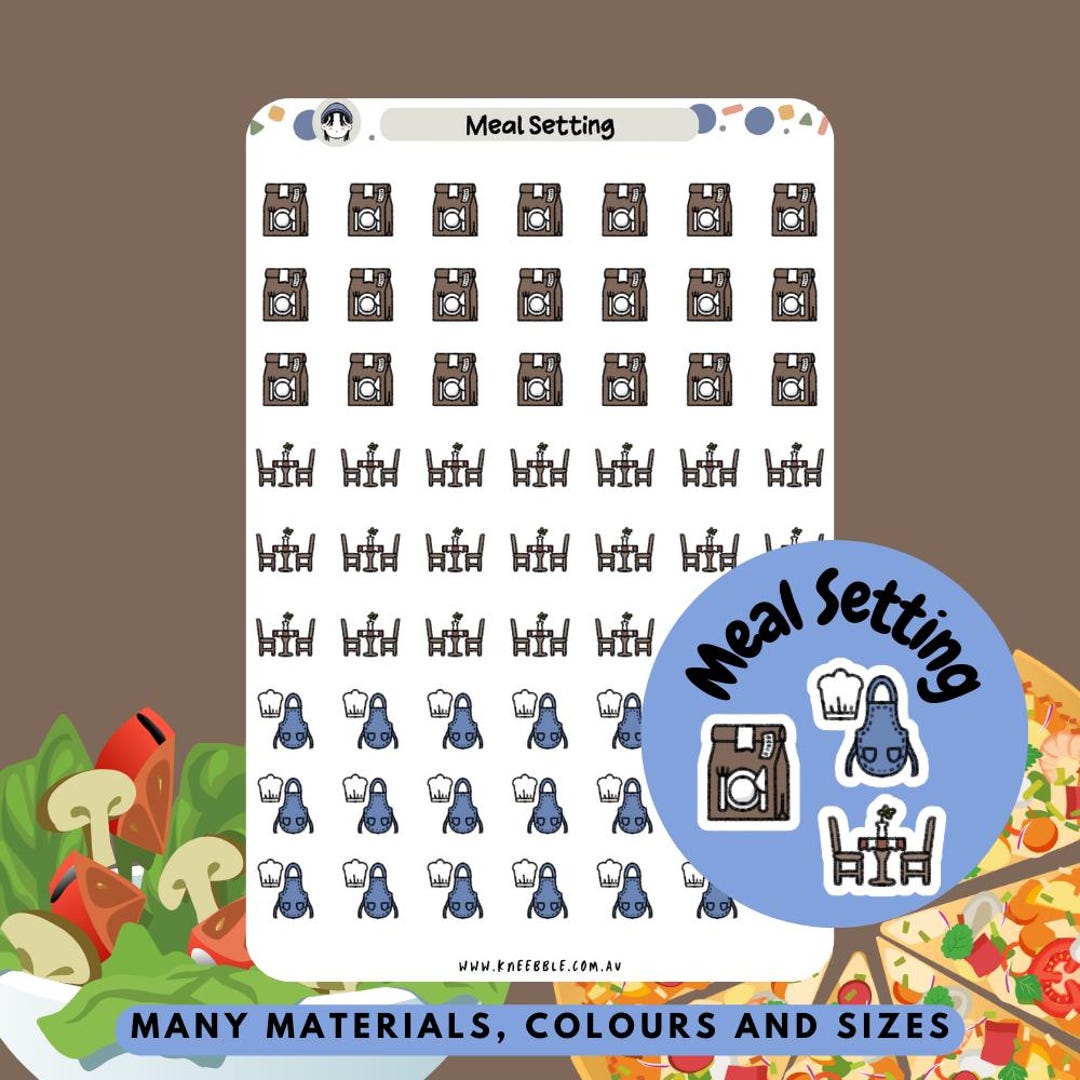 Meal Setting Planner Stickers, Food Dinner Lunch Breakfast Tracker ...