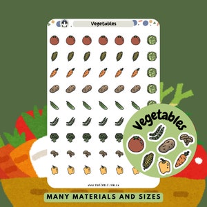 Adesivos de planejador de vegetais, adesivos de planejador de alimentação saudável, adesivos de preparação de refeições, adesivos de vegetais de safras agrícolas, adesivos de produtos agrícolas