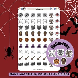 Adesivi per pianificatori di Halloween, adesivi "dolcetto o scherzetto", adesivi fantasma zucca spettrale, adesivi inquietanti, adesivi stregati ragno teschio bara strega pipistrello