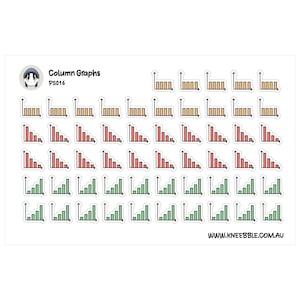 Pegatinas con gráficos de columnas para presupuestos y finanzas, etiquetas para planificadores mate o brillantes