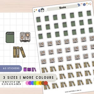 Book Stickers, Bookworm Planner Stickers, Reading Education Study Stickers, Literary Stickers, Book Stack Stickers, Open Book Sticker Sheet