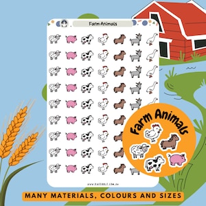 Bauernhof Tiere Planer Aufkleber, Land Scheunenleben Sticker, Schwein Huhn Kuh Schaf Gänse Pferd Ziege Aufkleber, niedlicher Mini Symbol Sticker Bogen
