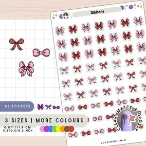 Adesivi per planner a nastro, foglio di adesivi a forma di papillon, adesivi con icone carine, adesivi con nastro adesivo grazioso, adesivi con nodo a fiocco, diario decorativo per scrapbooking