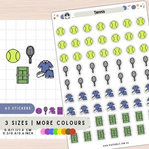 Tennisplannerstickers, trainingsschool sportstickers, tennisracketbaluniform herinneringssessie labels fitnesstrainingssessies