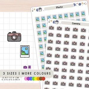 Camera Stickers, Photo Stickers, Photography Sticker Sheet, Picture Planner Stickers, Polaroid Memories Stickers, Vlog Content Blog Adhesive