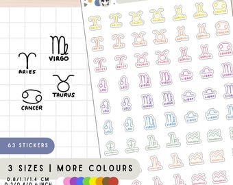 Sterrenbeeld sterrenbeeld stickers, astrologie stickers, dierenriem hemelse maanstanden geboortehoroscoop horoscoop symbolen planner stickers, mini stickervel