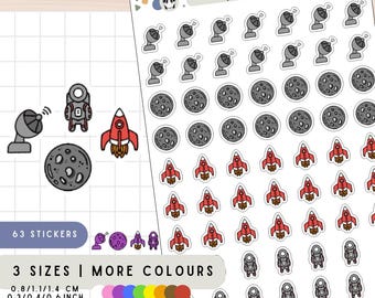 Ruimte Galaxy thema planner stickers, ruimtepak astronaut label zelfklevende, raket schip maan satelliet stickers, stickers kosmische verkenning