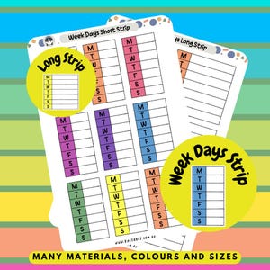 Adesivos de planejador de etiquetas de tiras de dias e semanas, adesivos de lembrete de calendário, adesivos de organização de tarefas, etiquetas de programação retangulares, decalque de diário de scrapbook