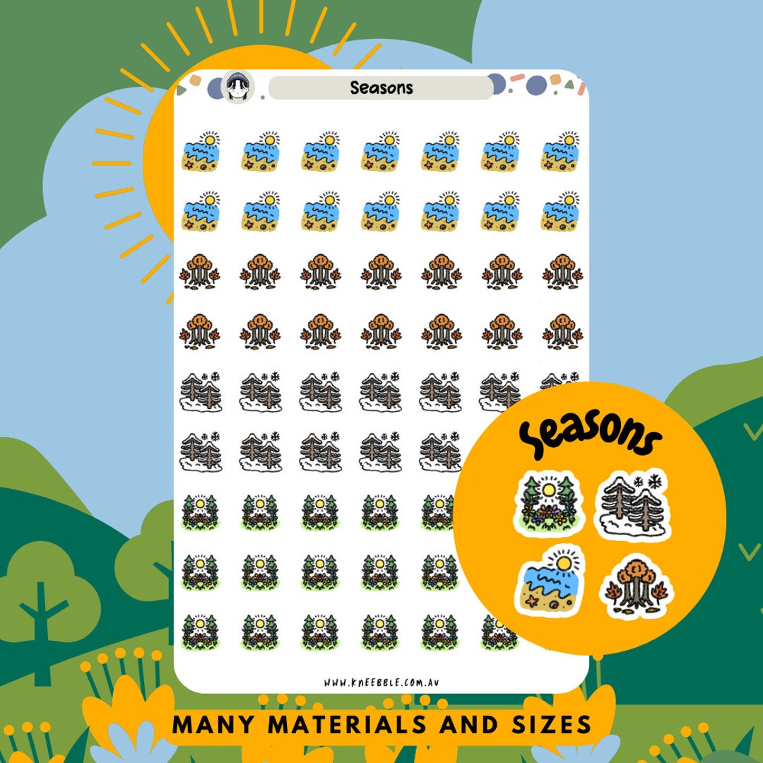 Season Stickers, Weather Sticker Sheet, Summer Sticker, Autumn Sticker ...