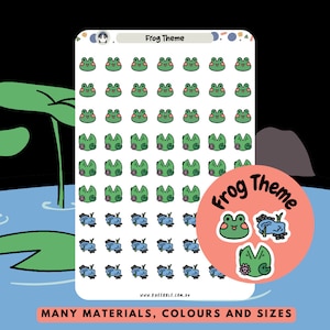 Pegatinas para planificador con temática de ranas, pegatinas de lago con estanque de lotos y lirios, pegatinas verdes de animales salvajes, pegatinas decorativas bonitas para diario y álbum de recortes.