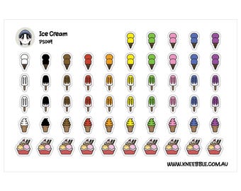 Ice Cream Stickers Sheet - Fun Dessert Icons for Journals and Scrapbooks