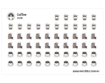 Set de pegatinas de café: lindos iconos de bebidas para agendas